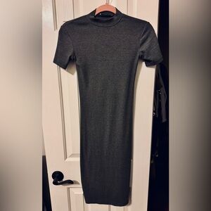 Gray ribbed mock turtleneck midi dress, Brand: Pull&Bear, Size: Small